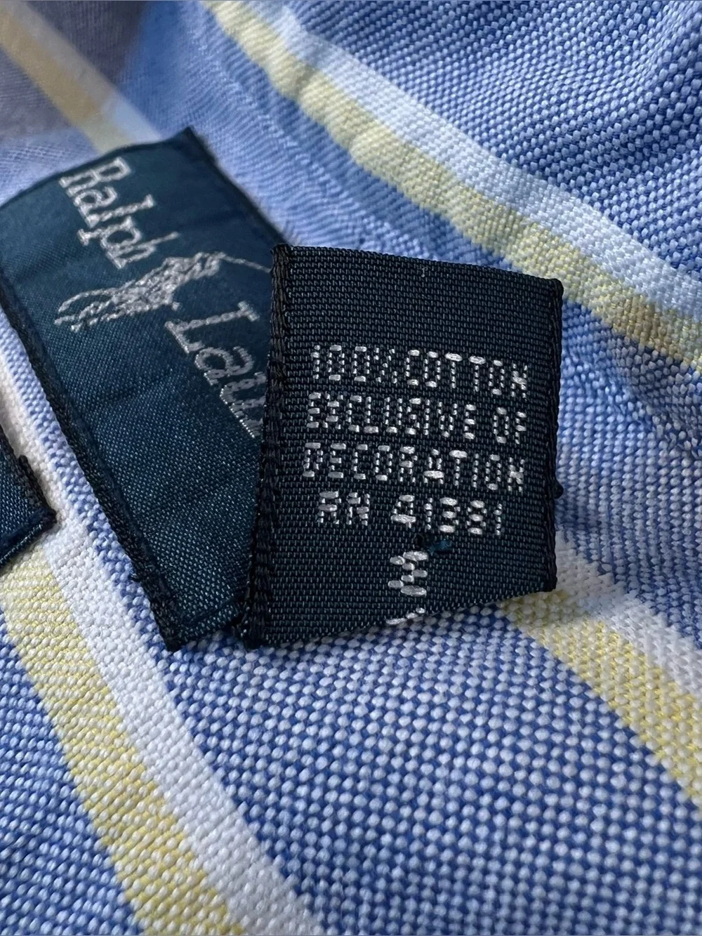 Ralph Lauren Button Down Striped Shirt Blue Yellow Classic Fit Cotton Men's XXL